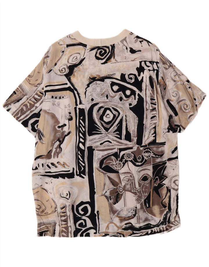 Sisley ženska majica kratkih rukava s dugačkim motivom IT 44 srednje bež viskoza