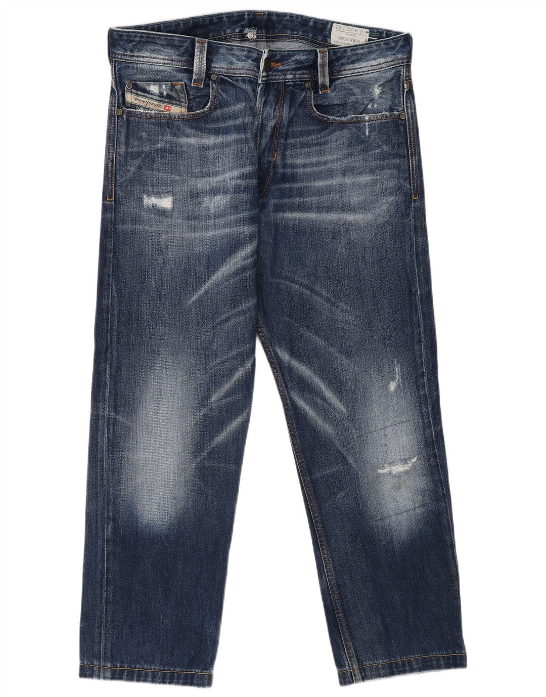 DIESEL Muške traperice Heeven Distressed Straight W32 L27 Plavi pamuk