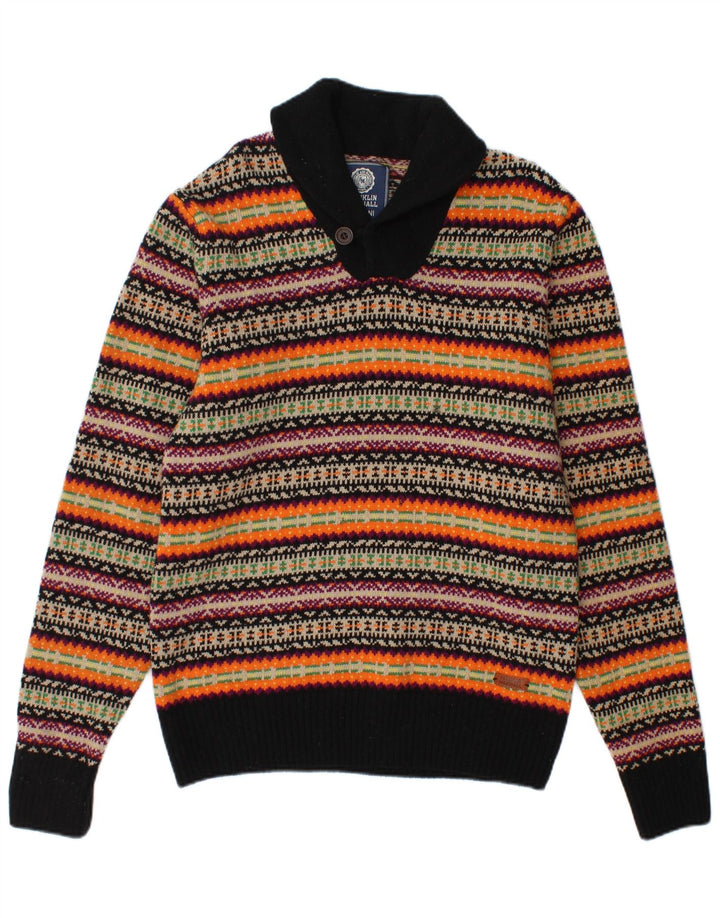 FRANKLIN MARSHALL Womens V-Neck Jumper Sweater UK 16 Large Multicoloured
