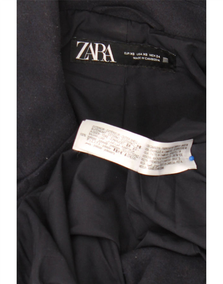 Zara ženski preveliki kaput s dvorednim kopčanjem UK 6 XS tamnoplavi poliester