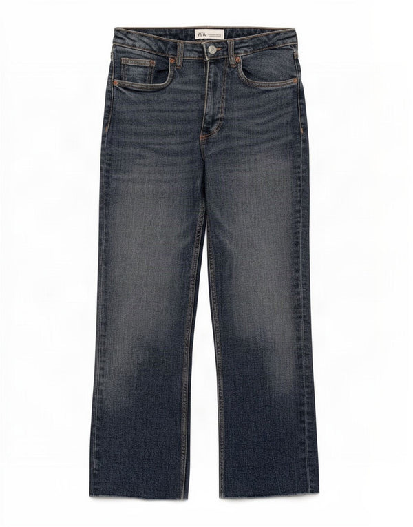 Zara Womens Cropped Jeans EU 38 Small W28 L25 Blue