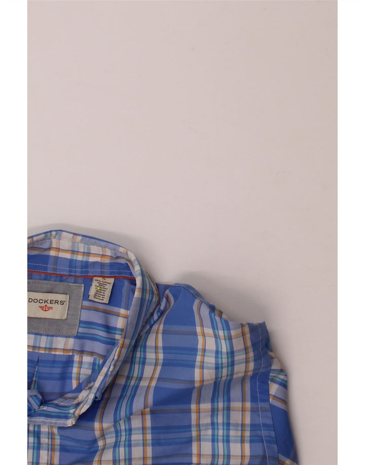 DOCKERS Mens Short Sleeve Shirt XL Blue Check Cotton Vintage Dockers and Second-Hand Dockers from Messina Hembry 