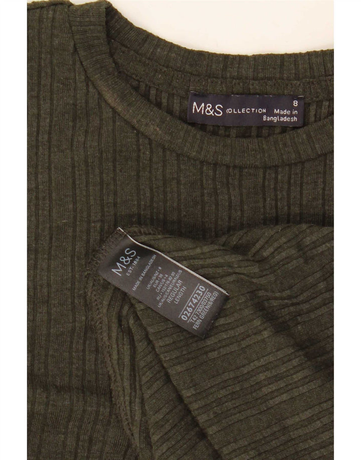 Marks & Spencer ženska haljina A-kroja dugih rukava UK 8 Mali kaki poliester