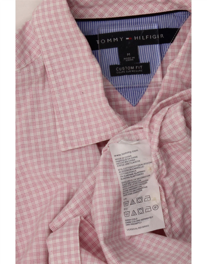 TOMMY HILFIGER Mens Custom Fit Shirt Medium Pink Check Cotton Vintage Tommy Hilfiger and Second-Hand Tommy Hilfiger from Messina Hembry 