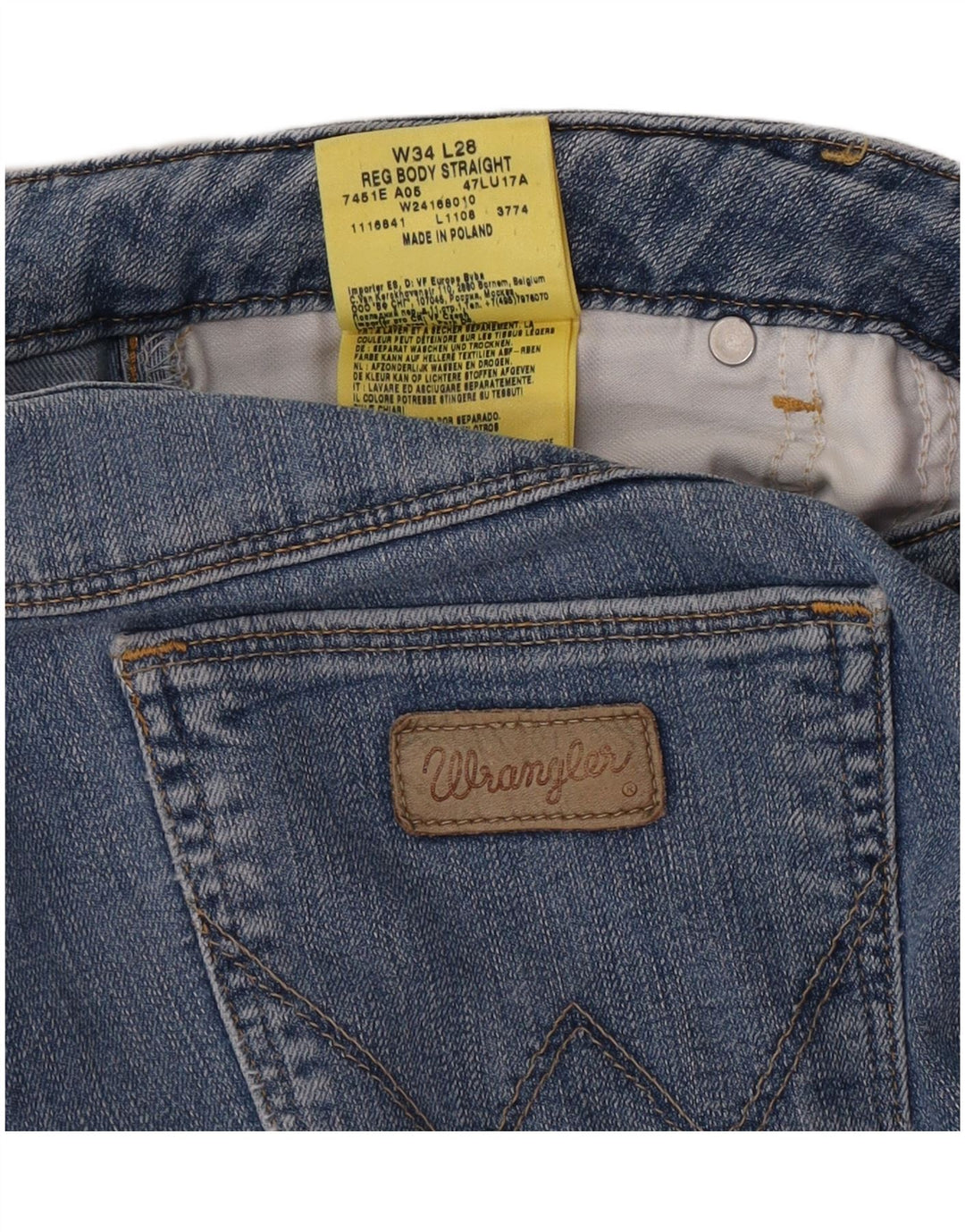 Wrangler ženske ravne traperice W34 L28 plavi pamuk