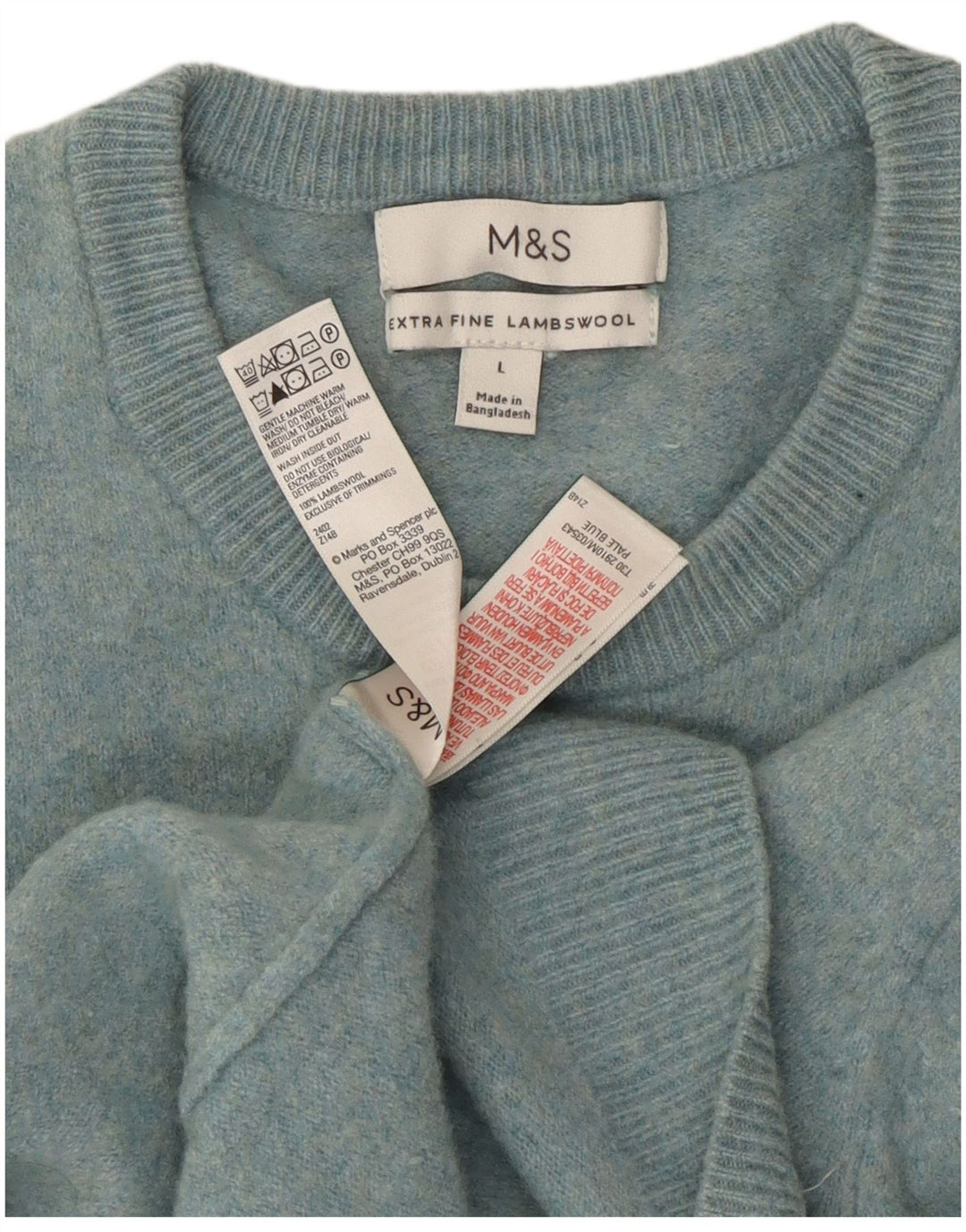 Marks & Spencer ženski džemper s okruglim izrezom UK 14 Large Blue Lambswool
