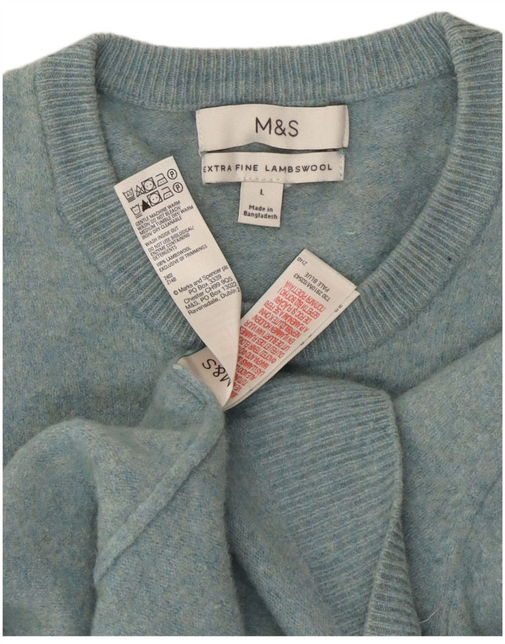 Marks & Spencer ženski džemper s okruglim izrezom UK 14 Large Blue Lambswool