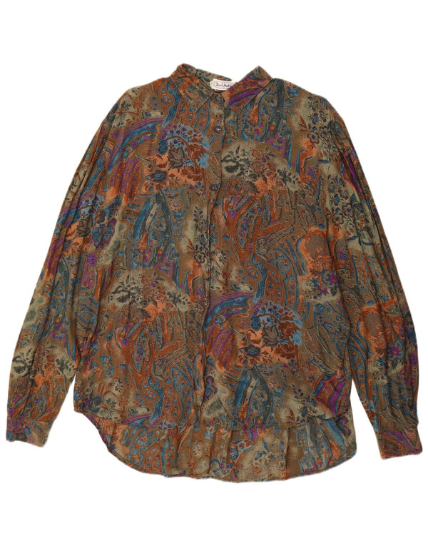 Vintage ženska dugačka prekomjerna košulja bluza UK 14 srednje zelene boje