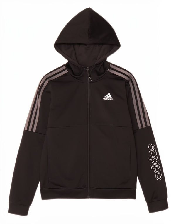 Adidas pulover s kapuljačom s patentnim zatvaračem za dječake 11-12 godina, crni poliester