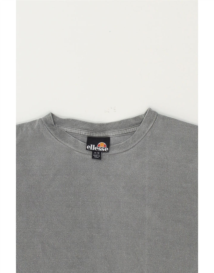 ELLESSE Womens Oversized Crop T-Shirt Top UK 10 Small Grey Vintage Ellesse and Second-Hand Ellesse from Messina Hembry 