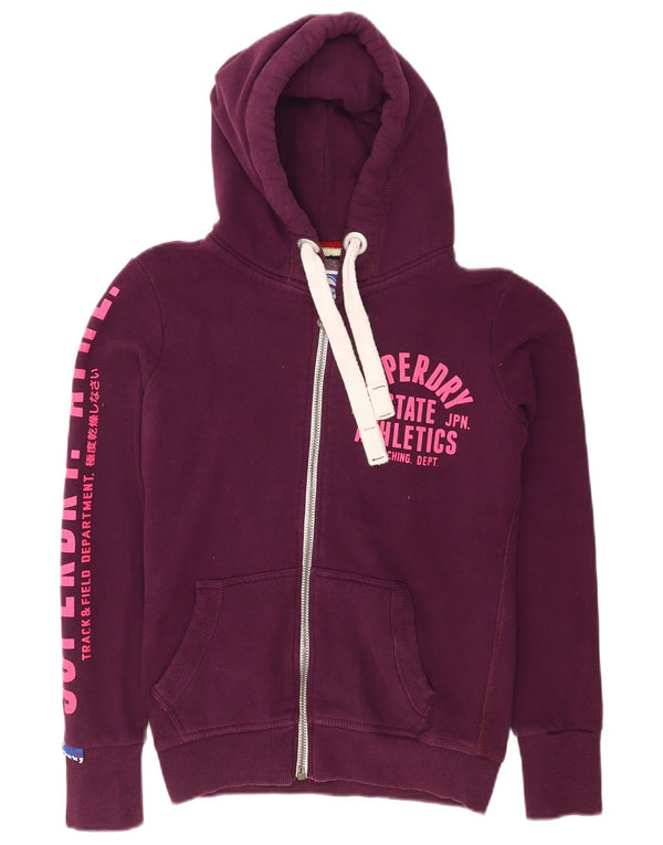 Superdry ženski džemper s kapuljačom s patentnim zatvaračem UK 10 Mali ljubičasti pamuk