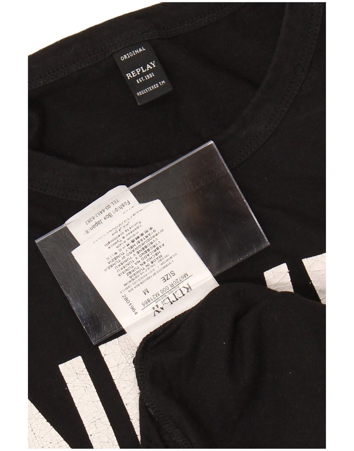 REPLAY Muška majica kratkih rukava srednje veličine, crni pamuk