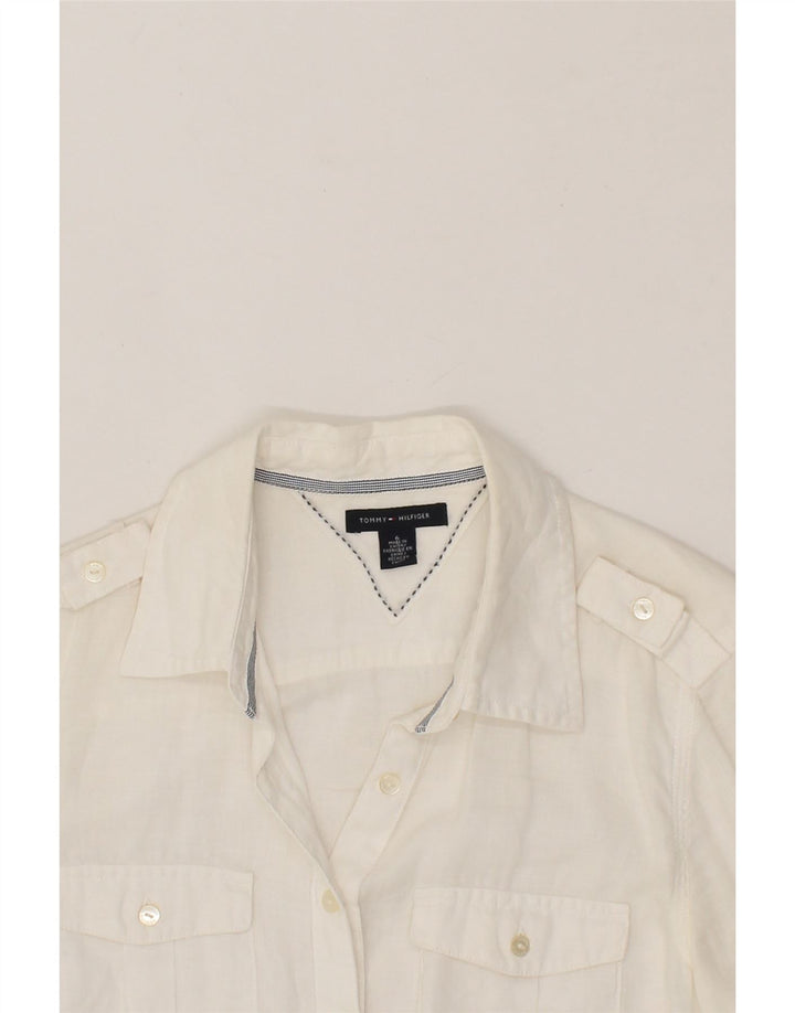 TOMMY HILFIGER Womens Shirt US 6 Medium White Cotton Vintage Tommy Hilfiger and Second-Hand Tommy Hilfiger from Messina Hembry 