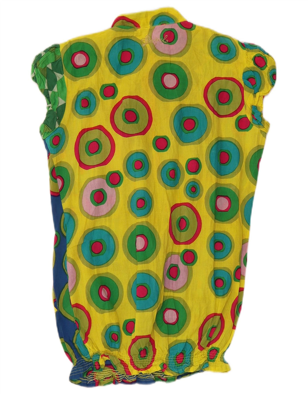 DESIGUAL gornji dio ženske bluze UK 10 malih raznobojnih geometrijskih pamuka