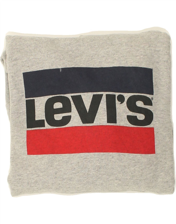 LEVI'S Mens Graphic Hoodie Jumper Small Grey Cotton Vintage Levi's and Second-Hand Levi's from Messina Hembry 