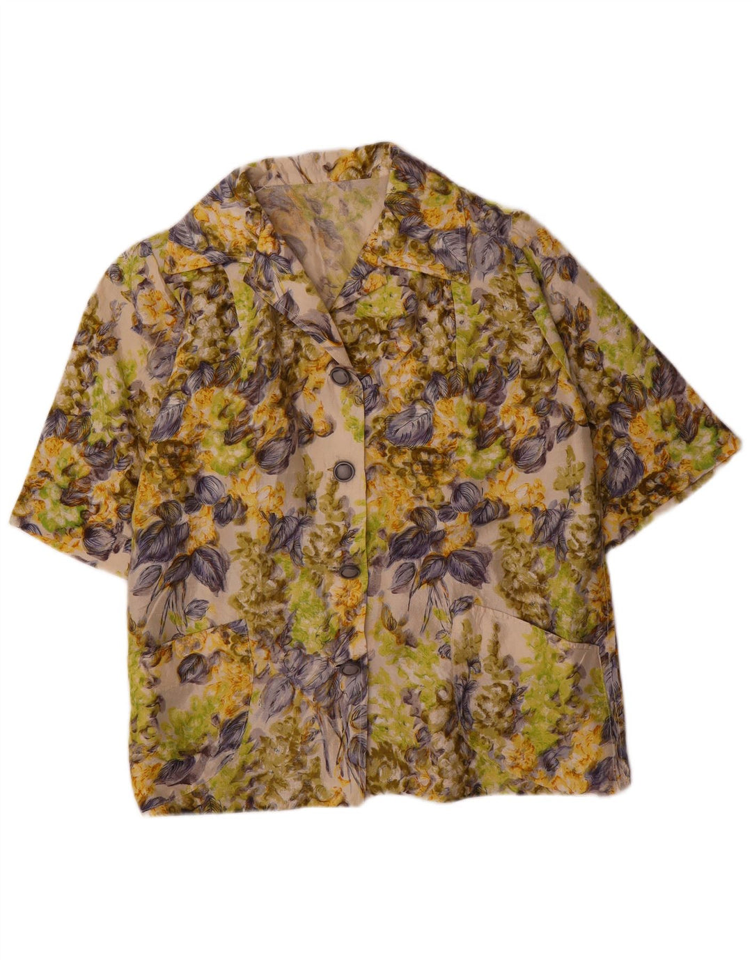 VINTAGE ženski sako s 4 gumba UK 16 Veliki raznobojni cvjetni