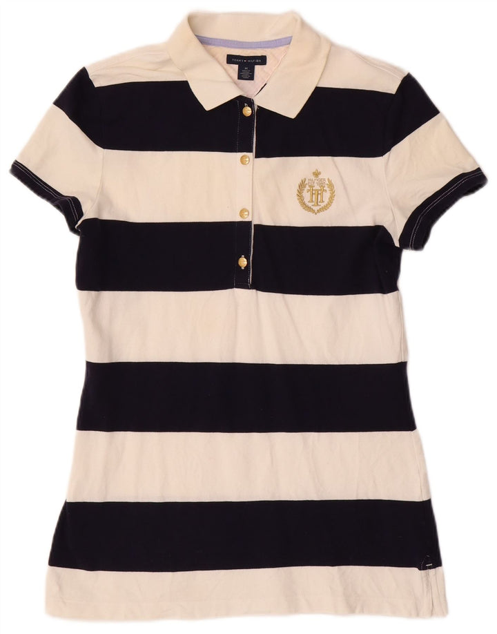 TOMMY HILFIGER Ženska polo majica UK 12 Pamuk na srednje bijele pruge