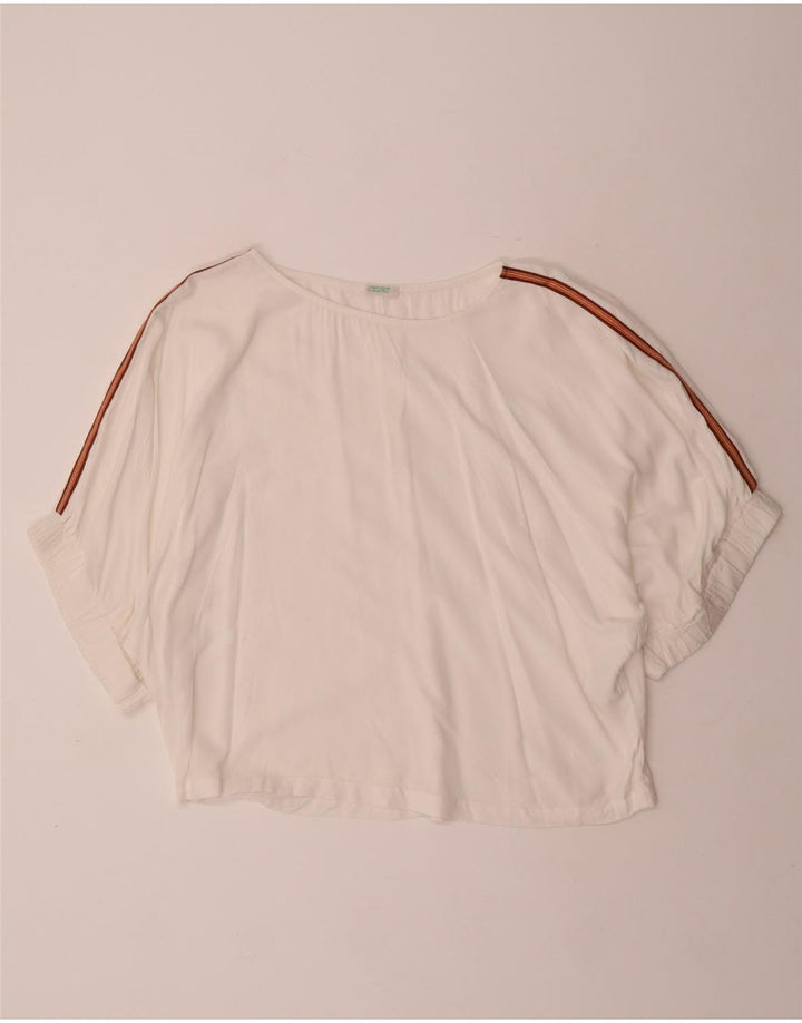 BENETTON gornji dio ženske prevelike bluze UK 10 Small off white viskoza
