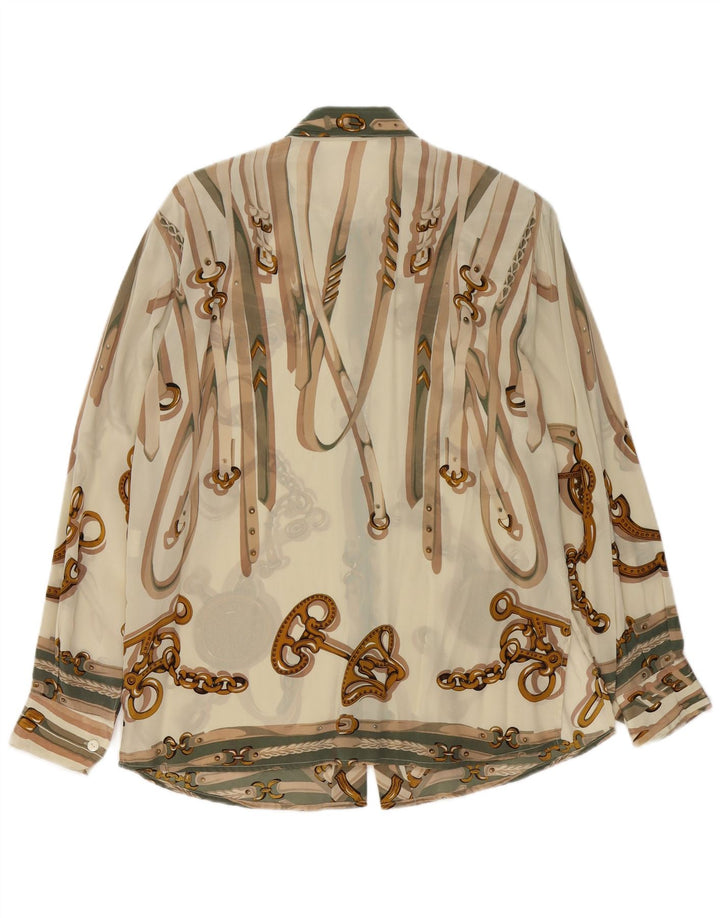 Vintage ženska košulja s apstraktnim uzorkom IT 46 veliki bež acetat