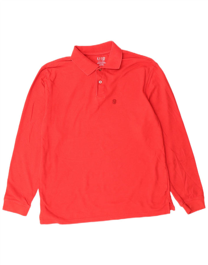 Izod muška polo majica dugih rukava srednje crvene boje od poliestera