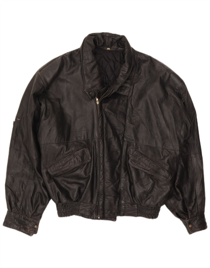 Vintage muška kožna jakna IT 54 2XL crna koža