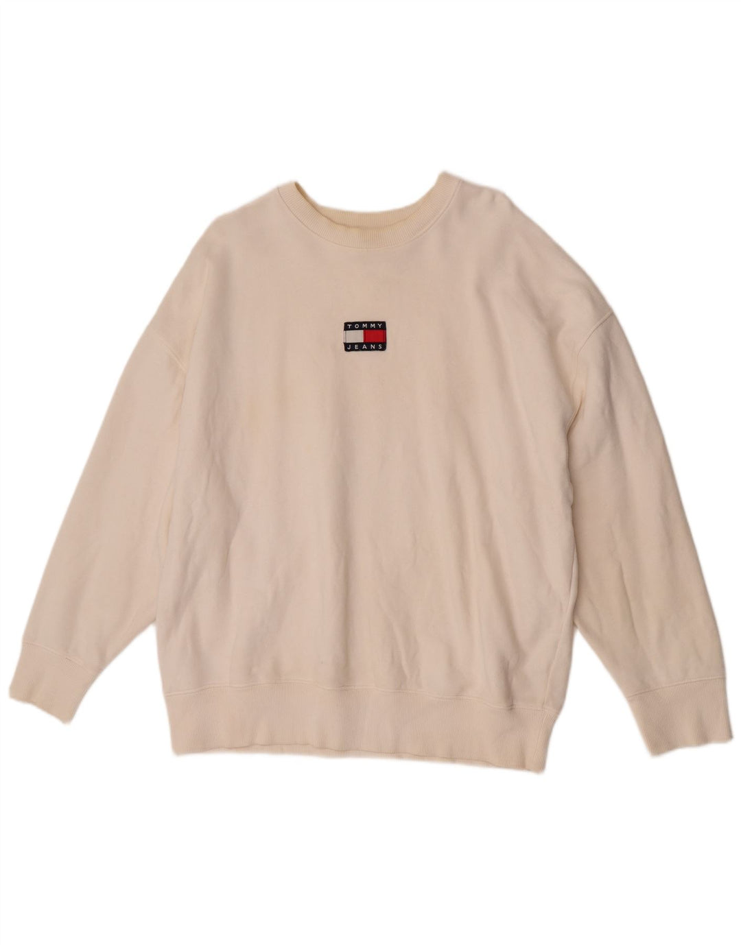 Veliki bijeli pamučni muški džemper Tommy Hilfiger