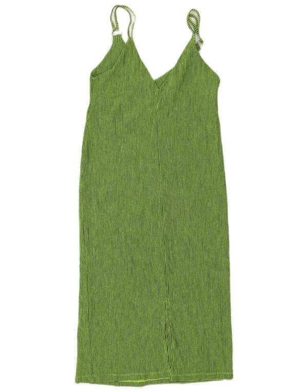 Zara ženska slip haljina UK 10 Mali zeleni karirani