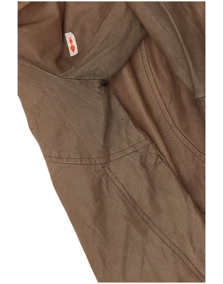 Vintage ženska crop kožna jakna UK 10 Mala bež