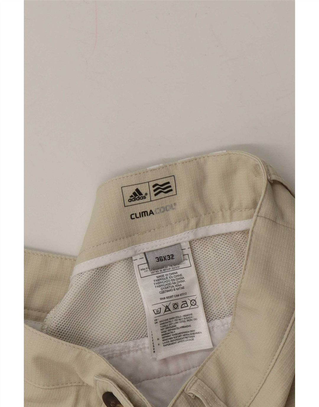 Adidas muške Climacool ravne chino hlače W36 L32 bež poliester