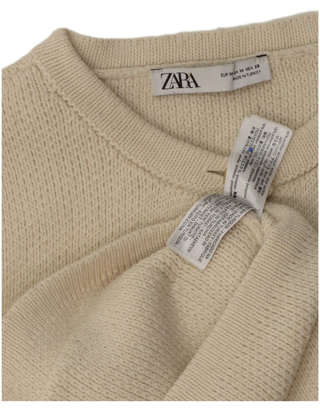 Zara ženski kratki kardigan pulover UK 14 srednje bijele boje