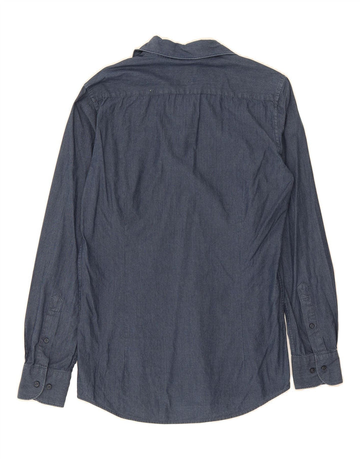 MASSIMO DUTTI Mens Flannel Shirt Small Navy Blue Herringbone Vintage Massimo Dutti and Second-Hand Massimo Dutti from Messina Hembry 