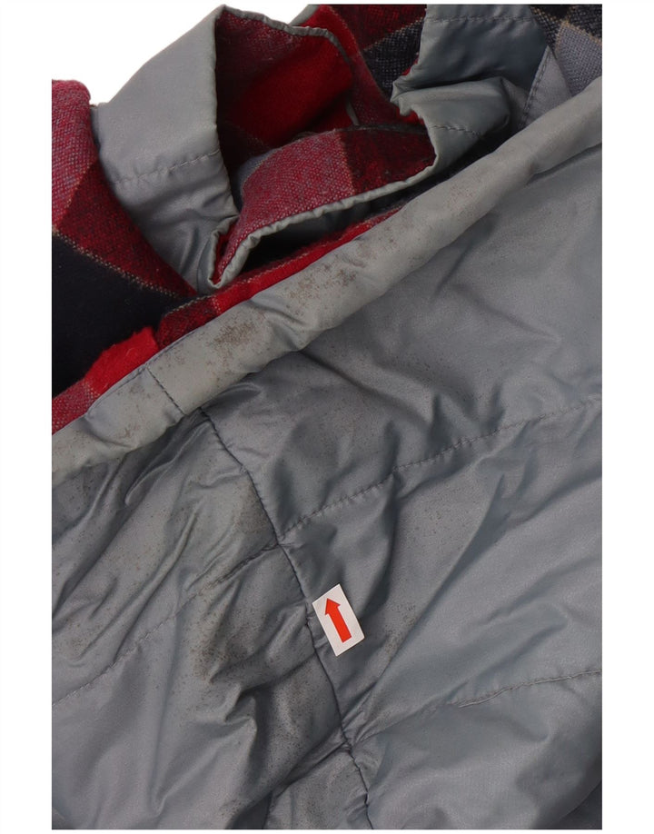 VINTAGE Womens Hooded Windbreaker Coat UK 14 Medium Grey Nylon