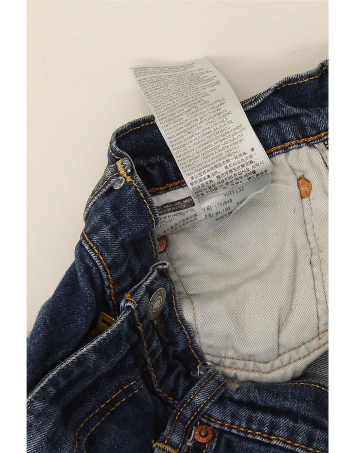 Levi's ženske ravne traperice s oštećenjem W33 L32 plavi pamuk