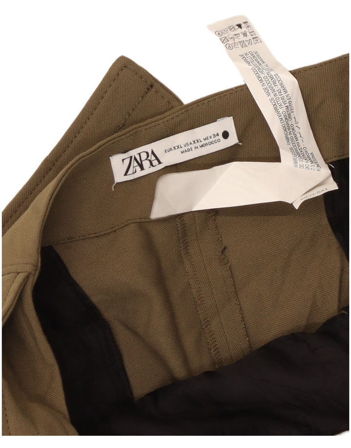 Zara ženske kapri hlače 2XL W36 L20 kaki poliester
