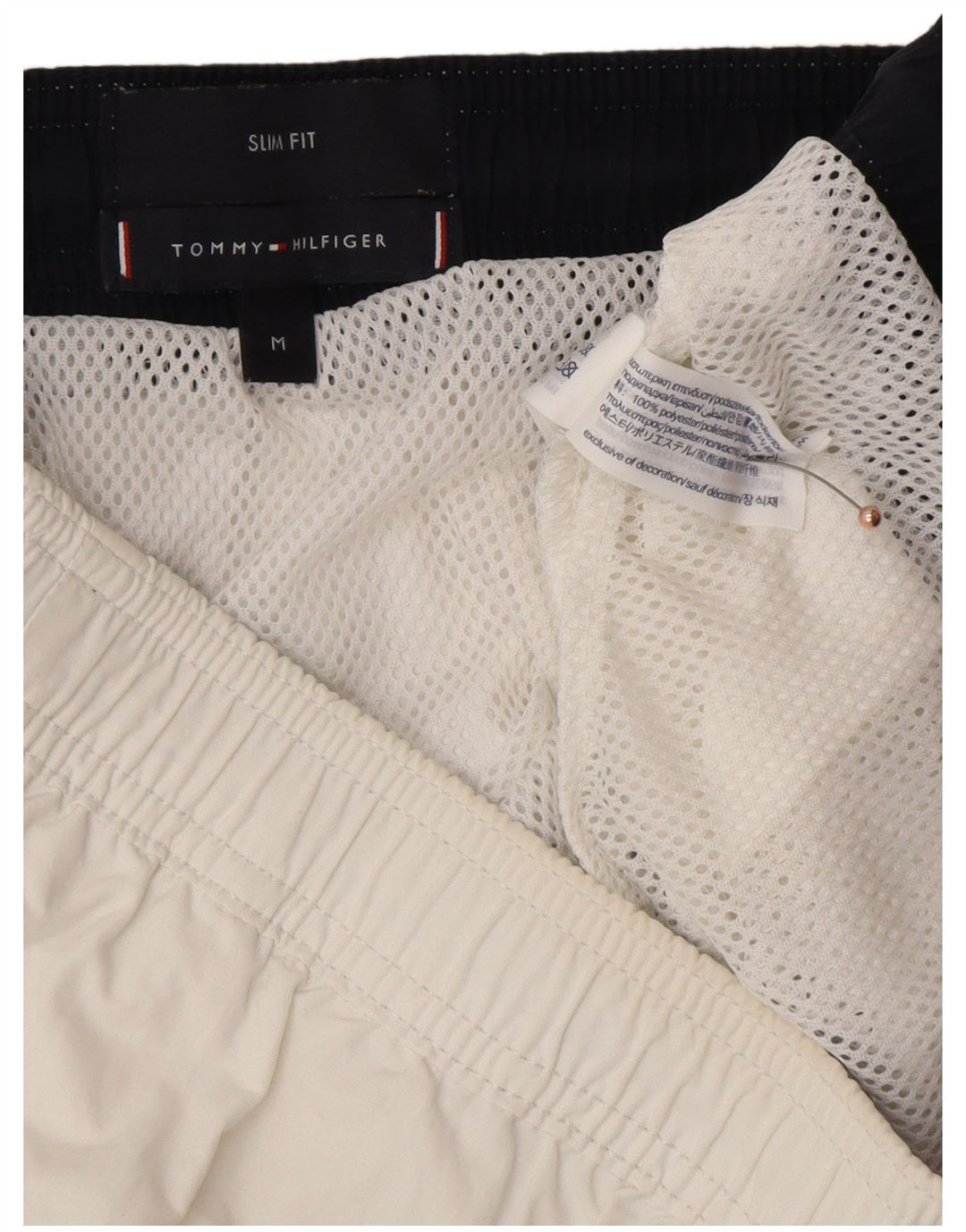 TOMMY HILFIGER Muške kratke hlače za kupanje srednje bijele boje s grafičkim motivima