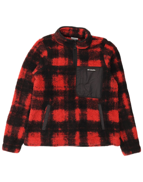 COLUMBIA Ženski džemper od flisa s patentnim izrezom UK 14 Srednji crveni karirani poliester