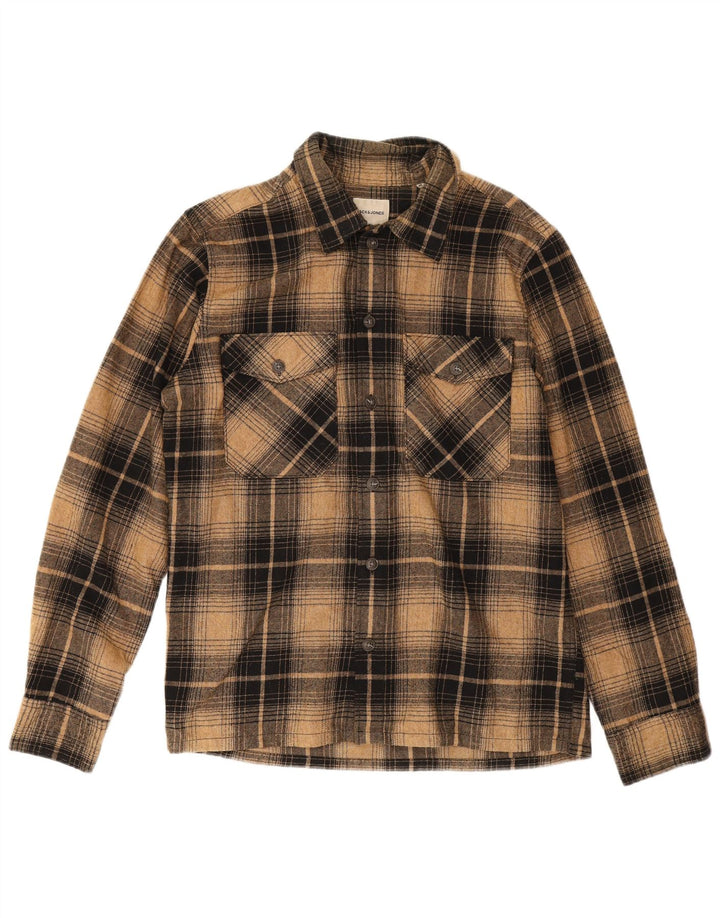 Jack & Jones muška flanelska košulja srednje smeđeg kariranog pamuka