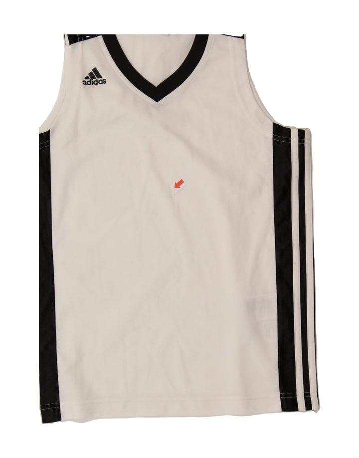 ADIDAS Boys Clima 365 Vest Top 9-10 Years White Colourblock Polyester Vintage Adidas and Second-Hand Adidas from Messina Hembry 