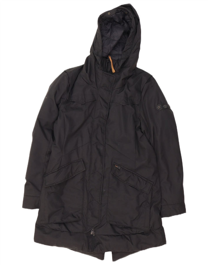 KHUJO Womens Oversized Hooded Parka Jacket UK 10 Small Black Nylon