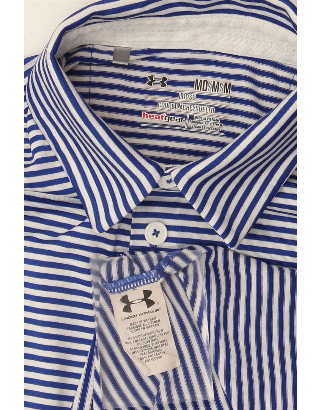 Under Armour muška polo majica Heat Gear srednje plave pruge od poliestera
