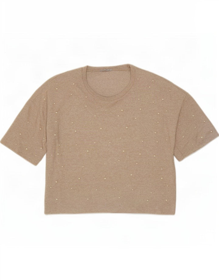 Zara Ženska prevelika bluza Trafaluc Top UK 10 Small Beige Spotted