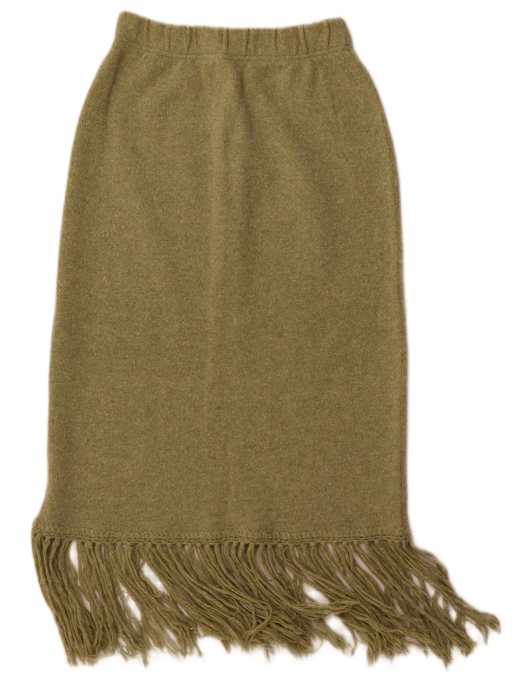 Vintage ženska pletena midi suknja srednje veličine W28 zelena vuna