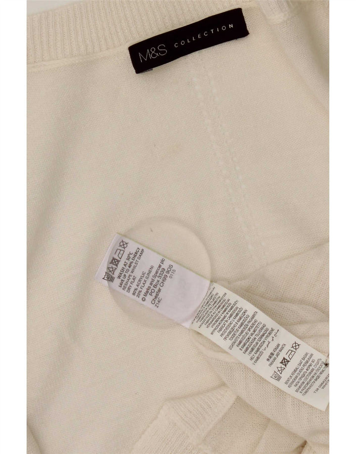 Marks & Spencer ženski otvoreni kardigan pulover UK 14 srednje bijele boje