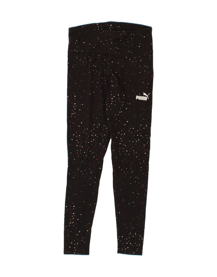 PUMA Womens Leggings UK 14 Medium  Black Spotted Vintage Puma and Second-Hand Puma from Messina Hembry 