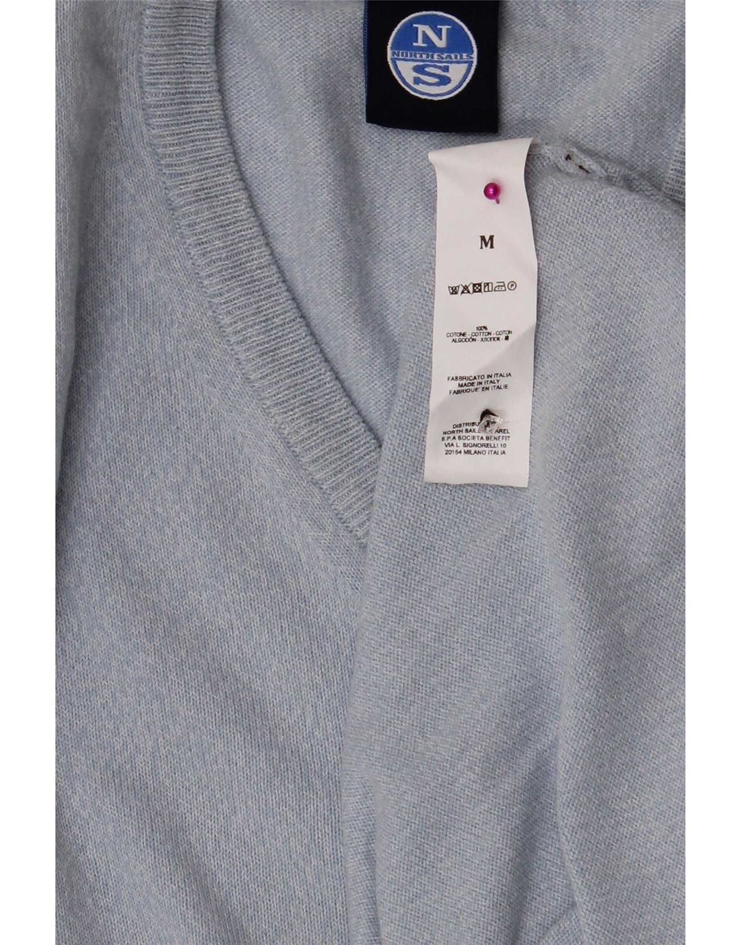 North Sails muški džemper s V-izrezom Srednje plavi pamuk
