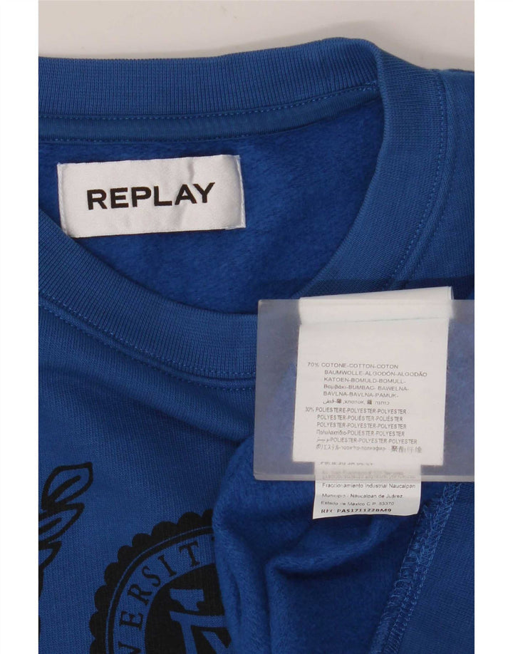 Replay muška majica s grafičkim motivima XL, plavi pamuk