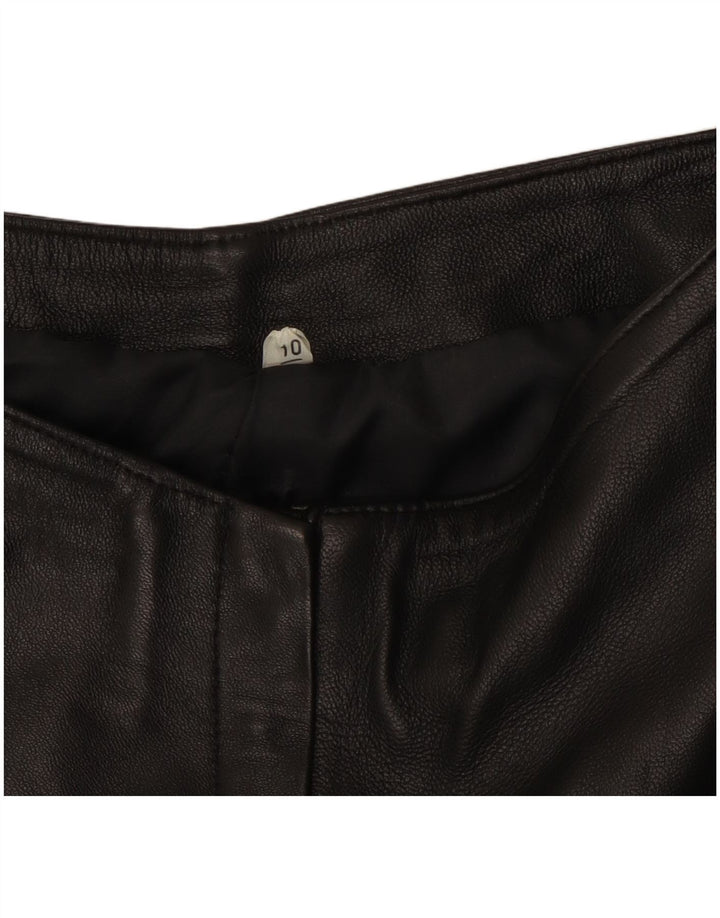 VINTAGE ženske kožne hlače UK 10 male W27 L31 crne