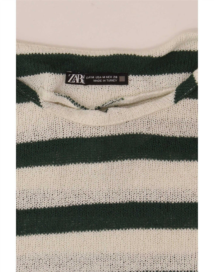 Zara ženska majica kratkih rukava UK 14 srednje bijele pruge
