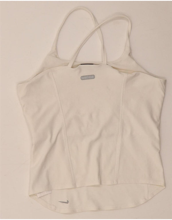 NIKE Ženska Dri Fit Crop Vest Top UK 14 Veliki bijeli poliester