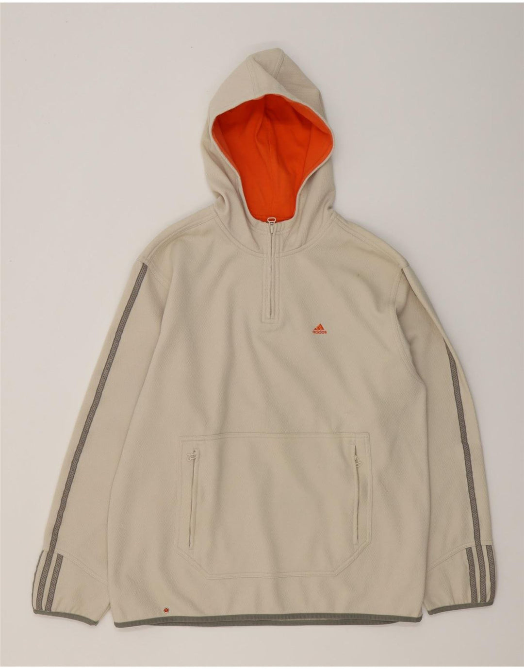 Adidas muška majica s kapuljačom i izrezom s patentnim zatvaračem, srednji bijeli poliester